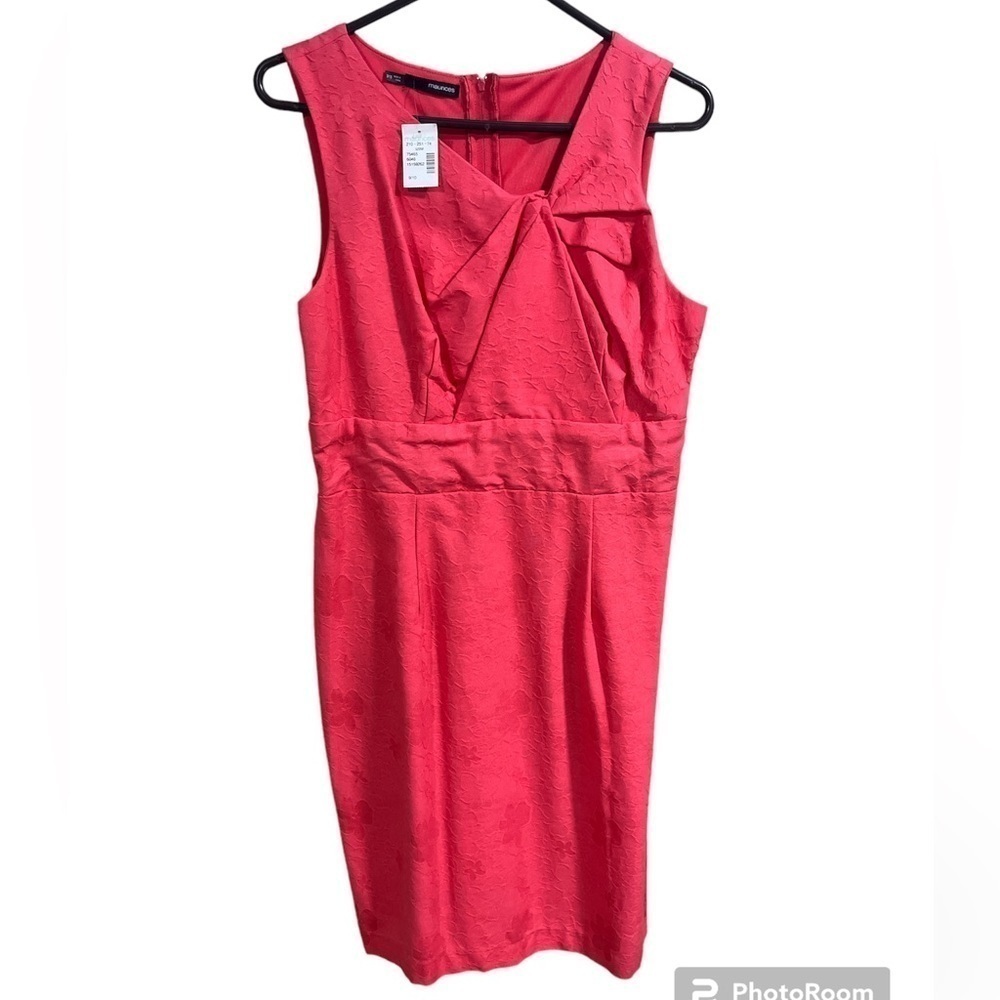 Maurice’s Coral Sleeveless Floral Dress Front Twist Size 9/10 Preppy Minimalist